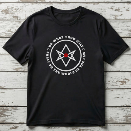 Unicursal Hexagram T-Shirt | Do What Thou Wilt Text and Graphic Tee | V9