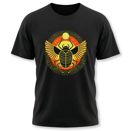 Khepri scarab beetle graphic tee with Ancient Egyptian sun god symbolism.