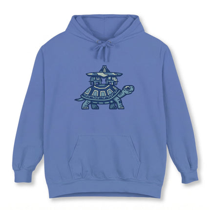 Mayan World Turtle Symbol Hoodie | Mesoamerican Pyramid Graphic Pullover Hoodie