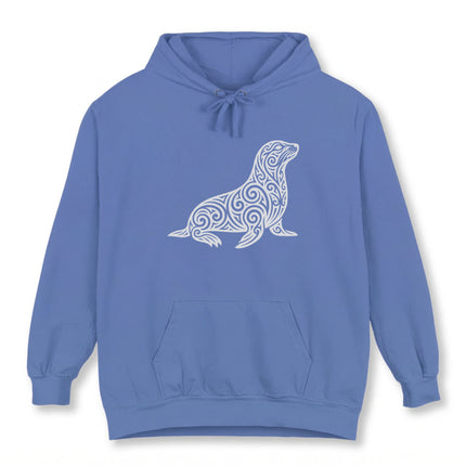 Tribal Seal Hoodie | Ornate Swirl Animal Design Pullover | Comfort Colors Hoodie