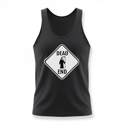 Black tank top featuring a "Dead End" road sign and Grim Reaper graphic.
