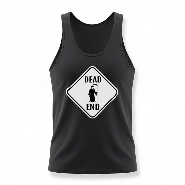 Black tank top featuring a "Dead End" road sign and Grim Reaper graphic.