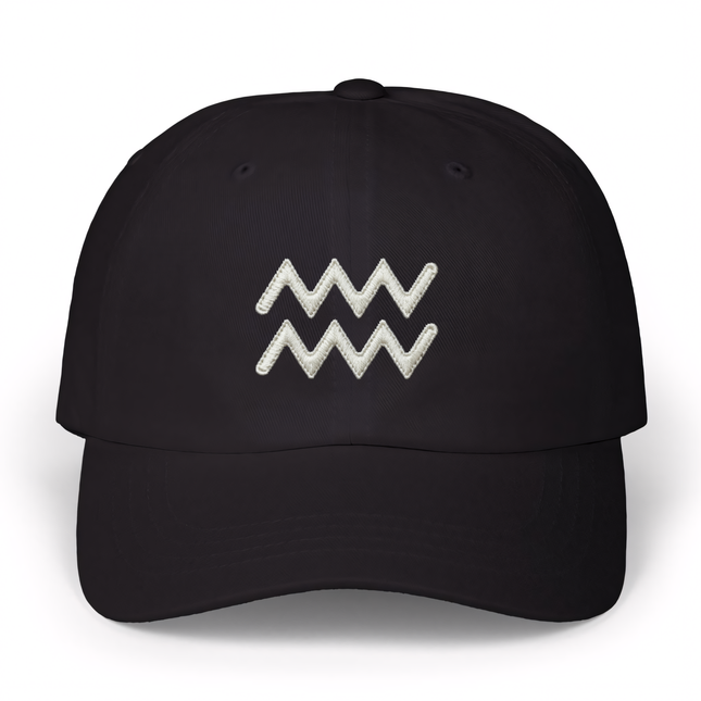 Embroidered Hat with Aquarius Zodiac Graphic V1
