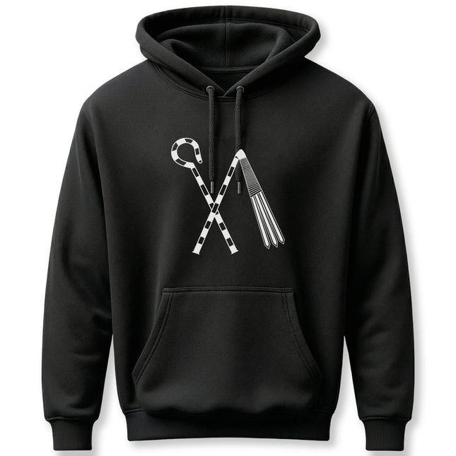 Crook and flail symbol graphic, representing ancient Egyptian pharaohs and royalty.