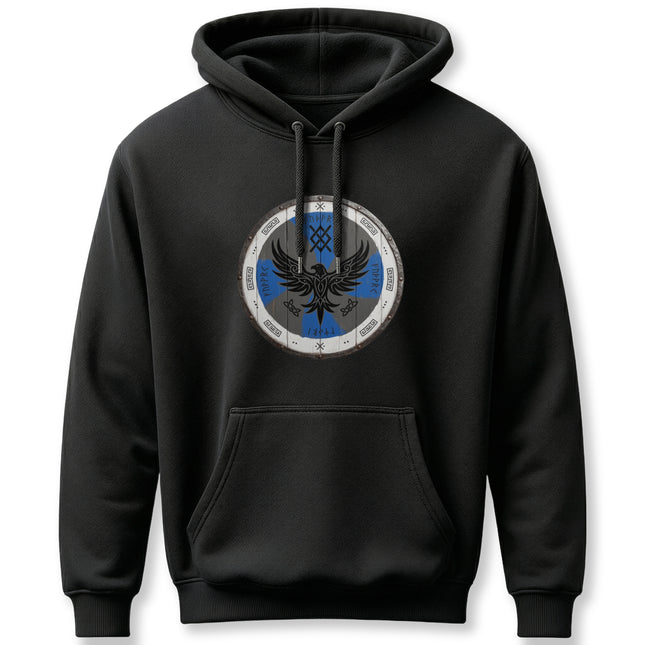 Viking Raven Shield Hoodie - Norse Mythology Warrior Pagan Art