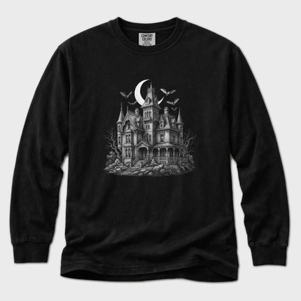 Haunted House T-Shirt | Gothic Horror Mansion Long Sleeve Tee