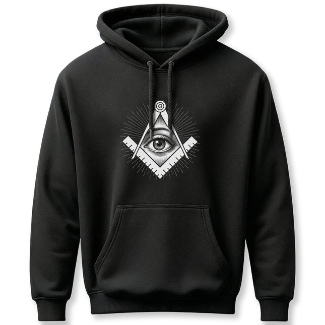 All-Seeing Eye Square and Compass Hoodie | Esoteric Symbolism Pullover