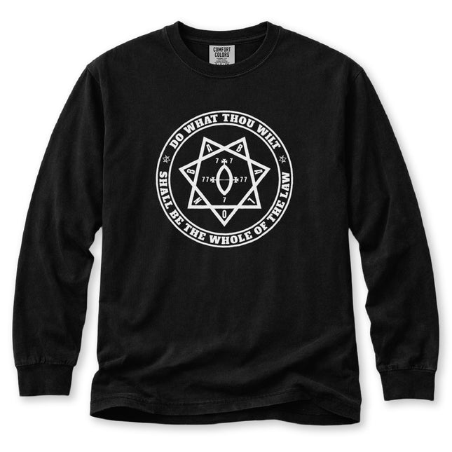 Star of Babalon Long Sleeve T-Shirt | White Occult Emblem Graphic Tee