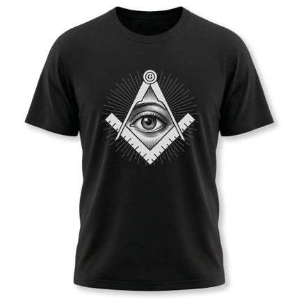 All-Seeing Eye Square and Compass T-Shirt | Esoteric Symbolism Tee