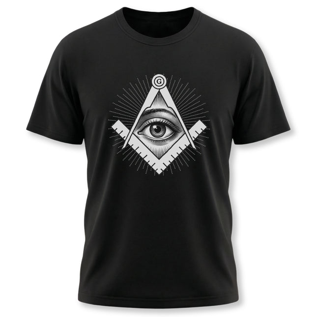 All-Seeing Eye Square and Compass T-Shirt | Esoteric Symbolism Tee