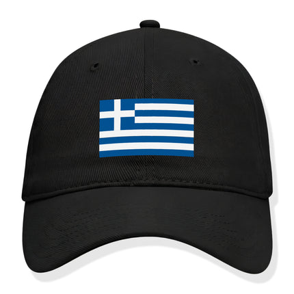 Black baseball cap featuring the Greek flag. Show your national pride and support for Greece.