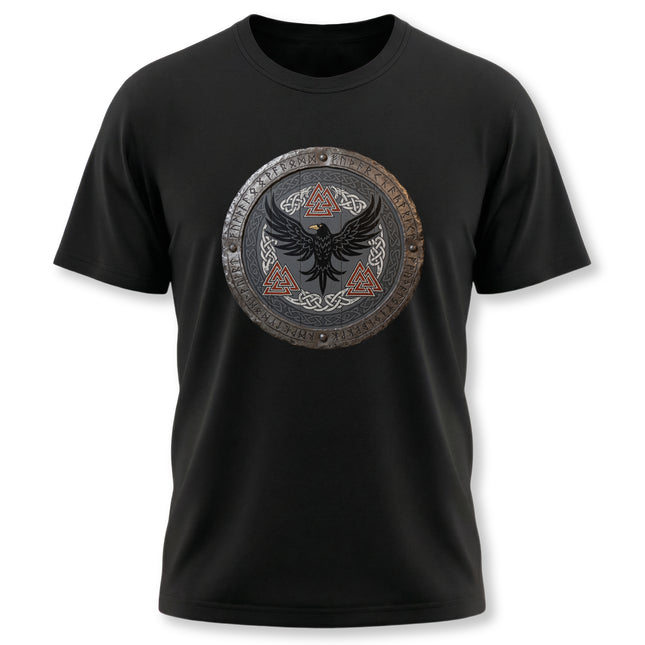 Norse Raven Shield T-Shirt: Viking Raven & Norse Mythology Tee