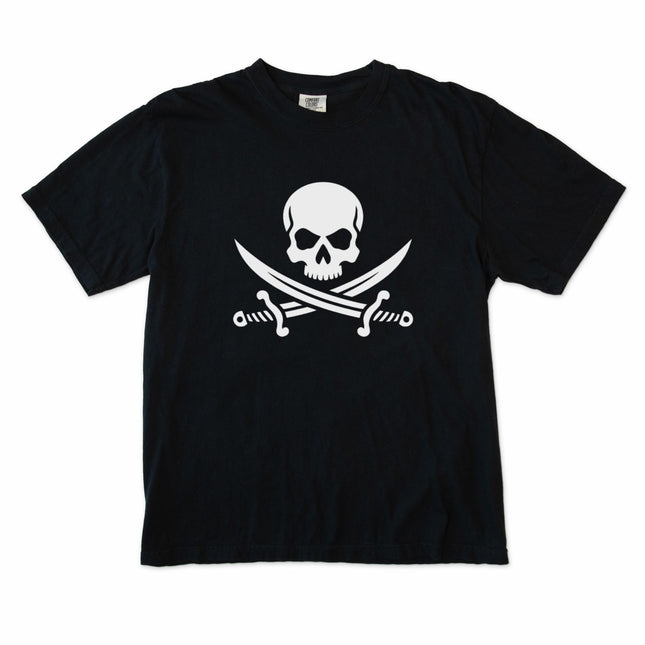 Jolly Roger Skull and Cutlass T-Shirt - Pirate Symbol Graphic Tee