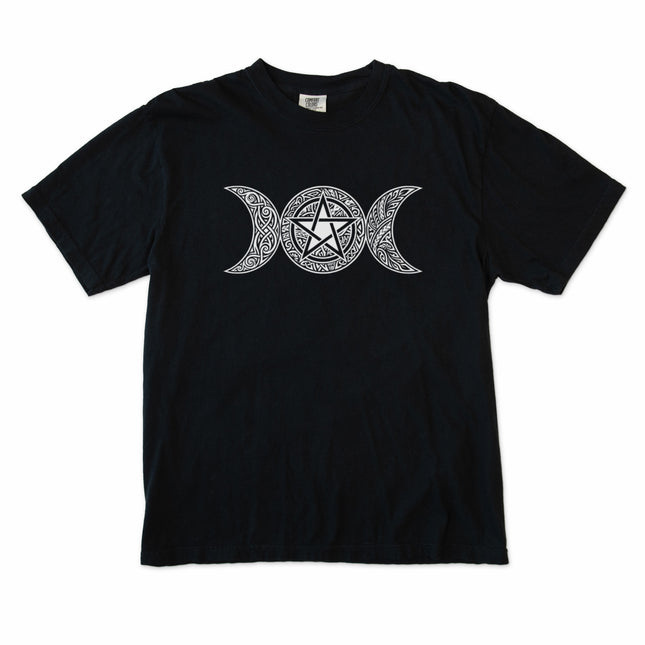 Triple Moon Pentacle T-Shirt | Wiccan Symbol Pagan Graphic Tee