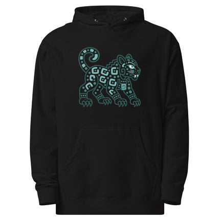 Maya Jaguar Hoodie | Teal Spotted Cat and Spiral Tail