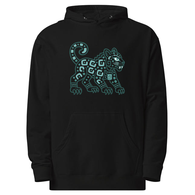 Maya Jaguar Hoodie | Teal Spotted Cat and Spiral Tail