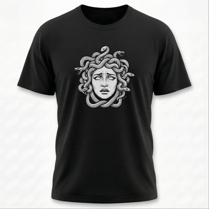 Distressed Medusa T-Shirt | Greek Mythology Gorgon Snake Hair Tee | Head