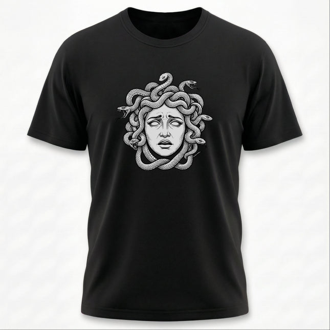 Distressed Medusa T-Shirt | Greek Mythology Gorgon Snake Hair Tee | Head