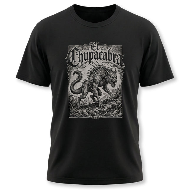 El Chupacabra T-Shirt | Monochrome Folklore Monster Illustration Tee
