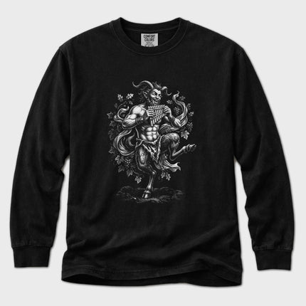 Pan T-Shirt | Dancing Greek God with Panpipes Long Sleeve Tee