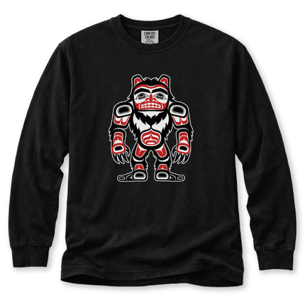 Formline Sasquatch Long Sleeve T-Shirt | Forest Creature Graphic Tee