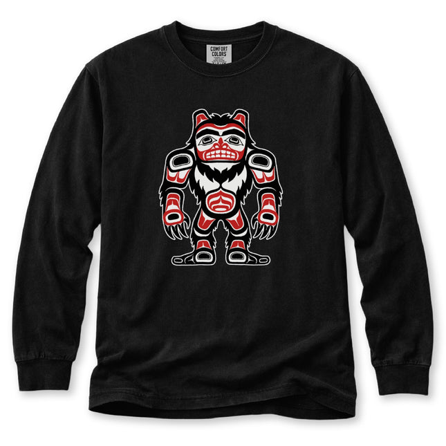 Formline Sasquatch Long Sleeve T-Shirt | Forest Creature Graphic Tee