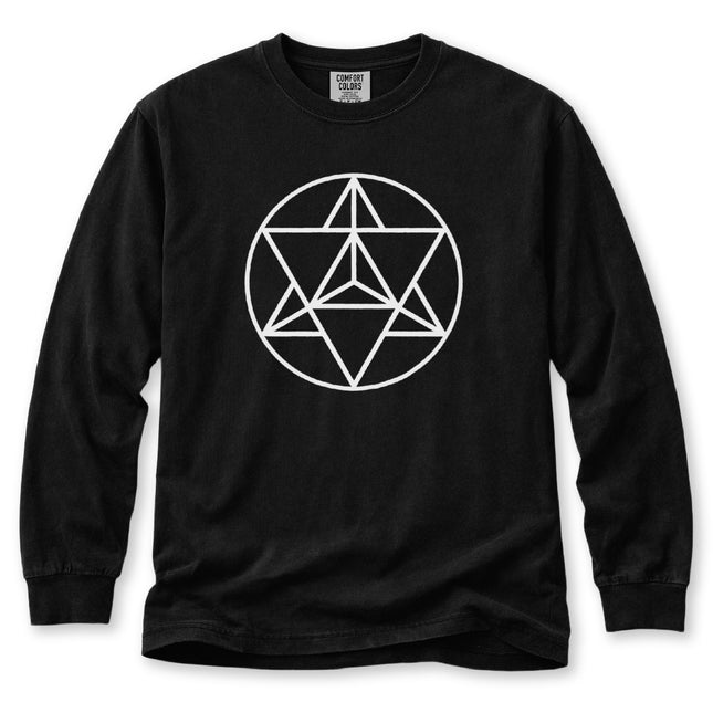 Merkaba Long Sleeve T-Shirt | White Sacred Geometry Star Graphic Tee