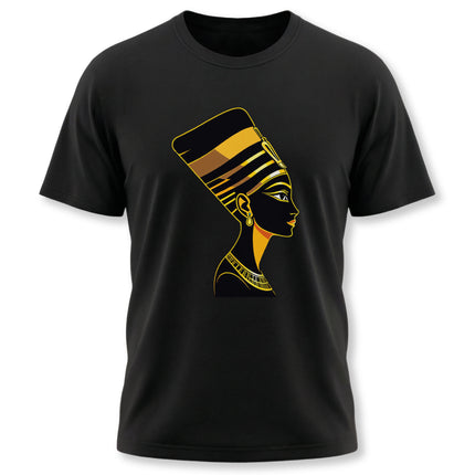 Nefertiti profile art graphic tee featuring an Egyptian queen design.