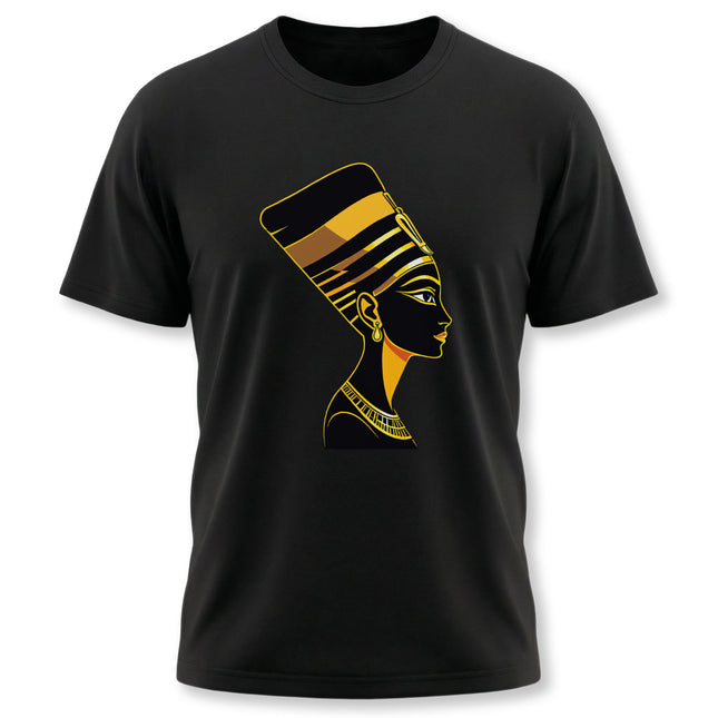 Nefertiti profile art graphic tee featuring an Egyptian queen design.