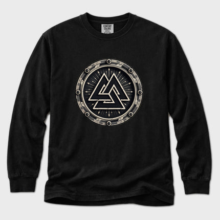 Valknut Norse Symbol Long Sleeve T-Shirt | Odin Mythology Graphic Tee