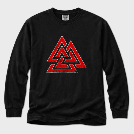 Valknut T-Shirt | Norse Triple-Triangle Symbol Long Sleeve Tee