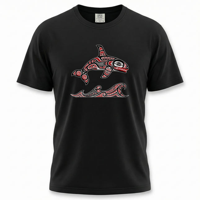 Haida Killer Whale & Waves T-Shirt | Indigenous Formline Art Orca Tee Tshirt