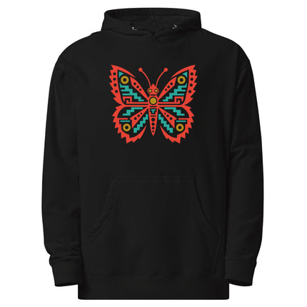 Aztec Butterfly Hoodie | Red and Teal Geometric Wing Design