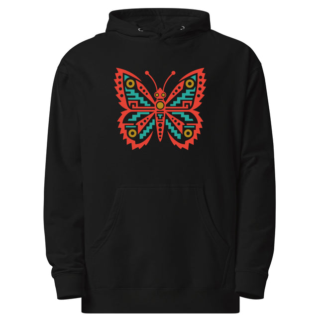 Aztec Butterfly Hoodie | Red and Teal Geometric Wing Design