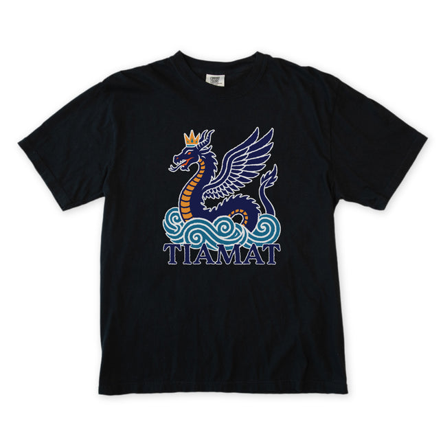 Tiamat Dragon T-Shirt | Crowned Sea Serpent Mythology Graphic Tee Shirt