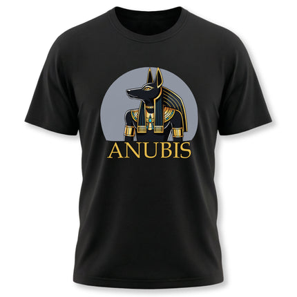 Anubis Egyptian god graphic tee featuring a jackal head design and the name ANUBIS.
