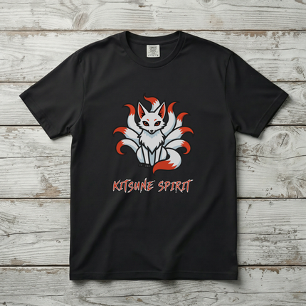 Kitsune Spirit Nine-Tailed Fox T-Shirt | Japanese Mythology Graphic Tee | V1