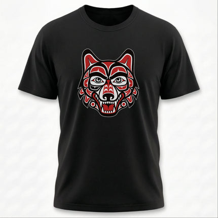 Northwest Coast Wolf Head T-Shirt | Indigenous Tribal Art Graphic Tee | Wolf