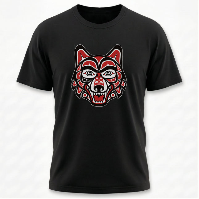 Northwest Coast Wolf Head T-Shirt | Indigenous Tribal Art Graphic Tee | Wolf
