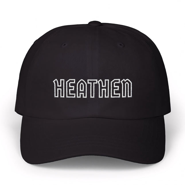 Heathen Baseball Cap | Black Embroidered Statement Dad Hat