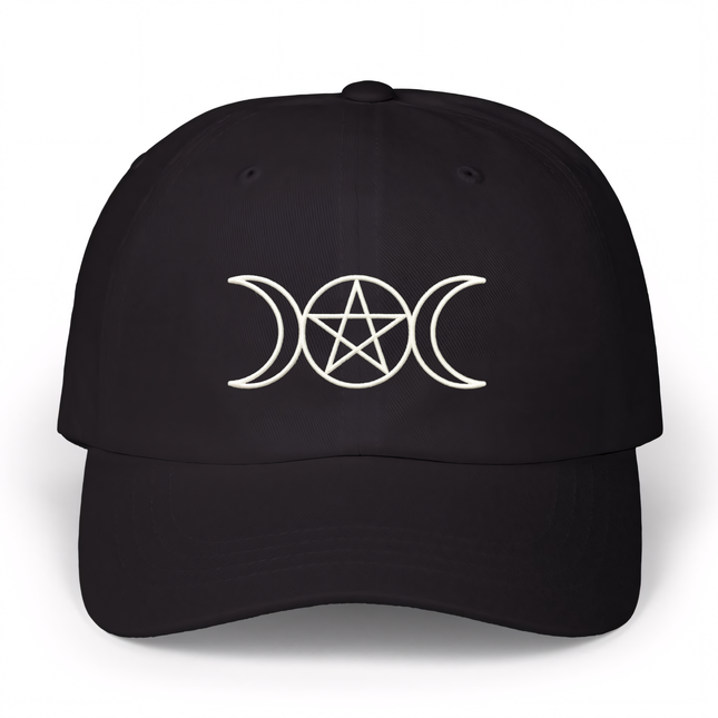 Triple Moon Pentagram Baseball Cap | Witchcraft Symbolic Embroidered Hat