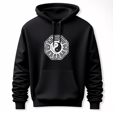 Black hoodie featuring the Bagua, Yin Yang, and I Ching trigrams design.