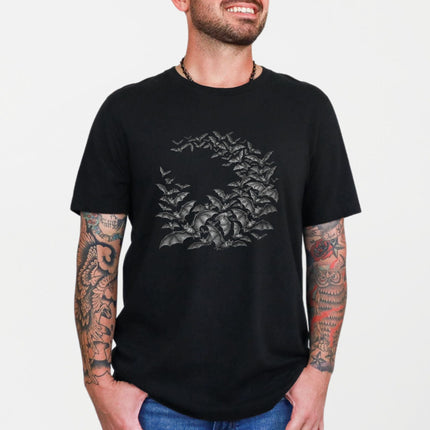 Gothic Bat Swarm T-Shirt | Flying Bats Graphic Unisex Tee Shirt Design