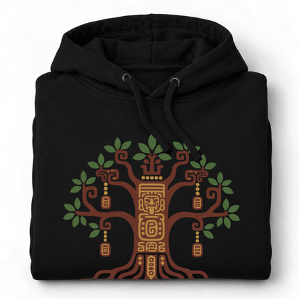 Maya Ceiba Tree Hoodie | Branches, Roots, and Geometric Motifs