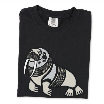 Inuit walrus graphic t-shirt featuring an arctic indigenous symbol print on comfort colors fabric.