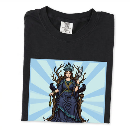 Frigg Queen of Asgard Norse mythology goddess raven design unisex t-shirt tee.