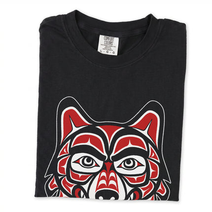 Haida wolf head tribal art t-shirt featuring Pacific Northwest indigenous design graphic print.
