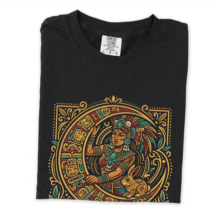 Ix Chel Maya Goddess Mesoamerican graphic long sleeve t-shirt design featuring Mayan mythology art.