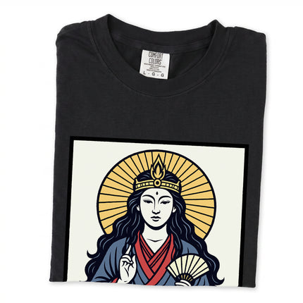 Amaterasu Sun Goddess graphic tee featuring traditional Japanese mythological art print.