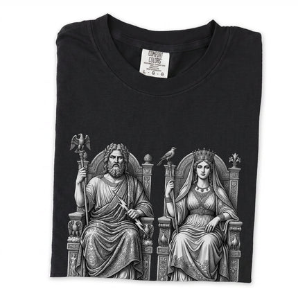Zeus and Hera Greek mythology statue art long sleeve t-shirt design.